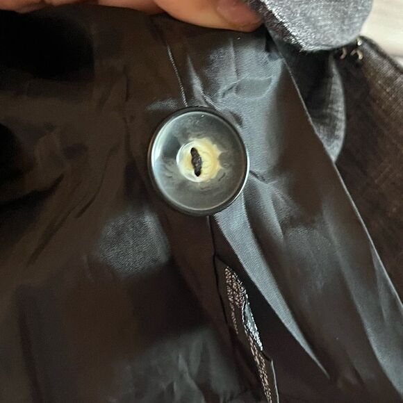 BWear Charcoal Gray Academia Puff Sleeves Cropped Button Front Blazer Size S - Picture 6 of 12